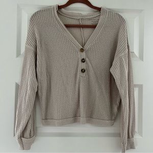 AE Long Sleeve Waffle Henley Top